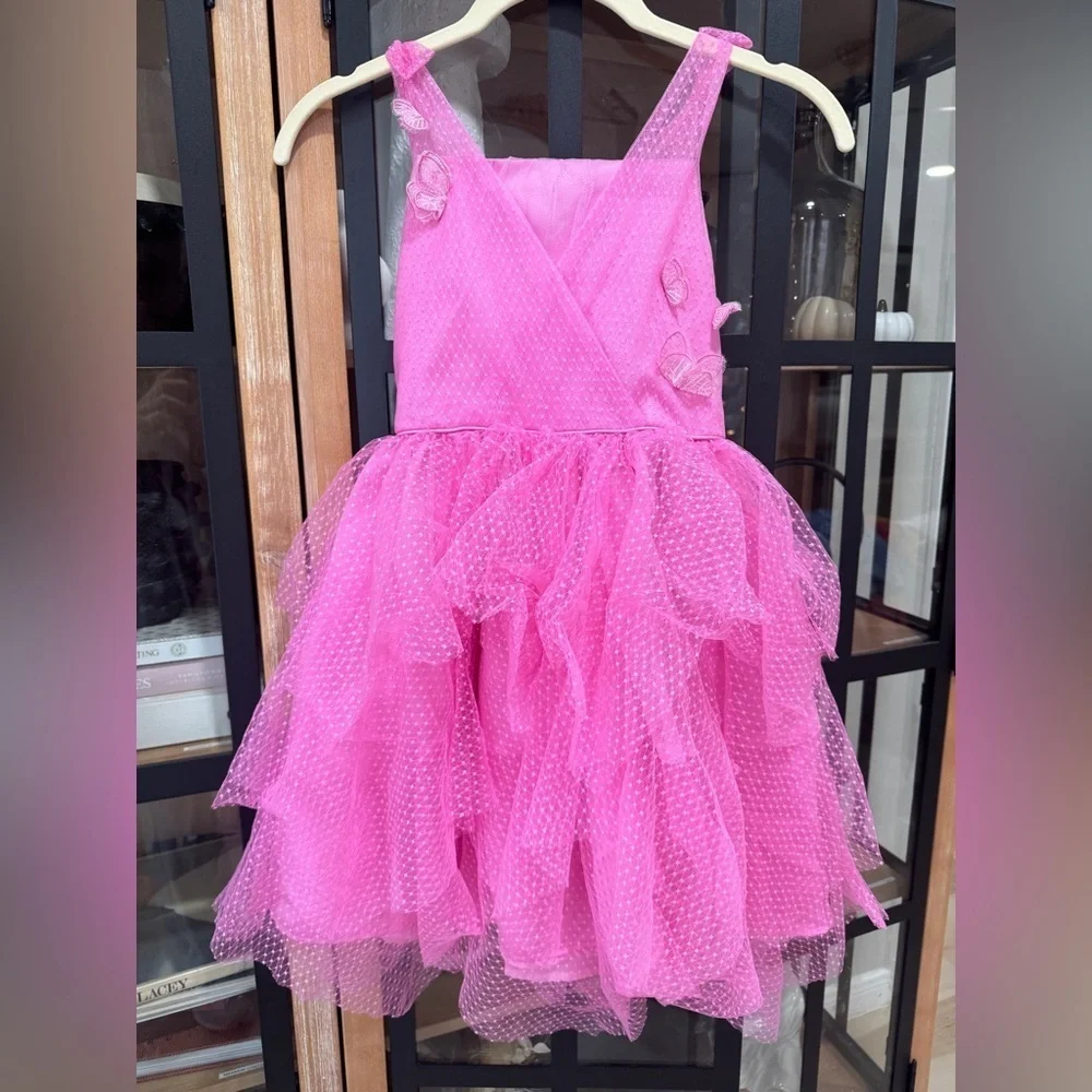 Kensie Girl tulle dress butterflies gown Sleeveless 3D Butterfly toddler long